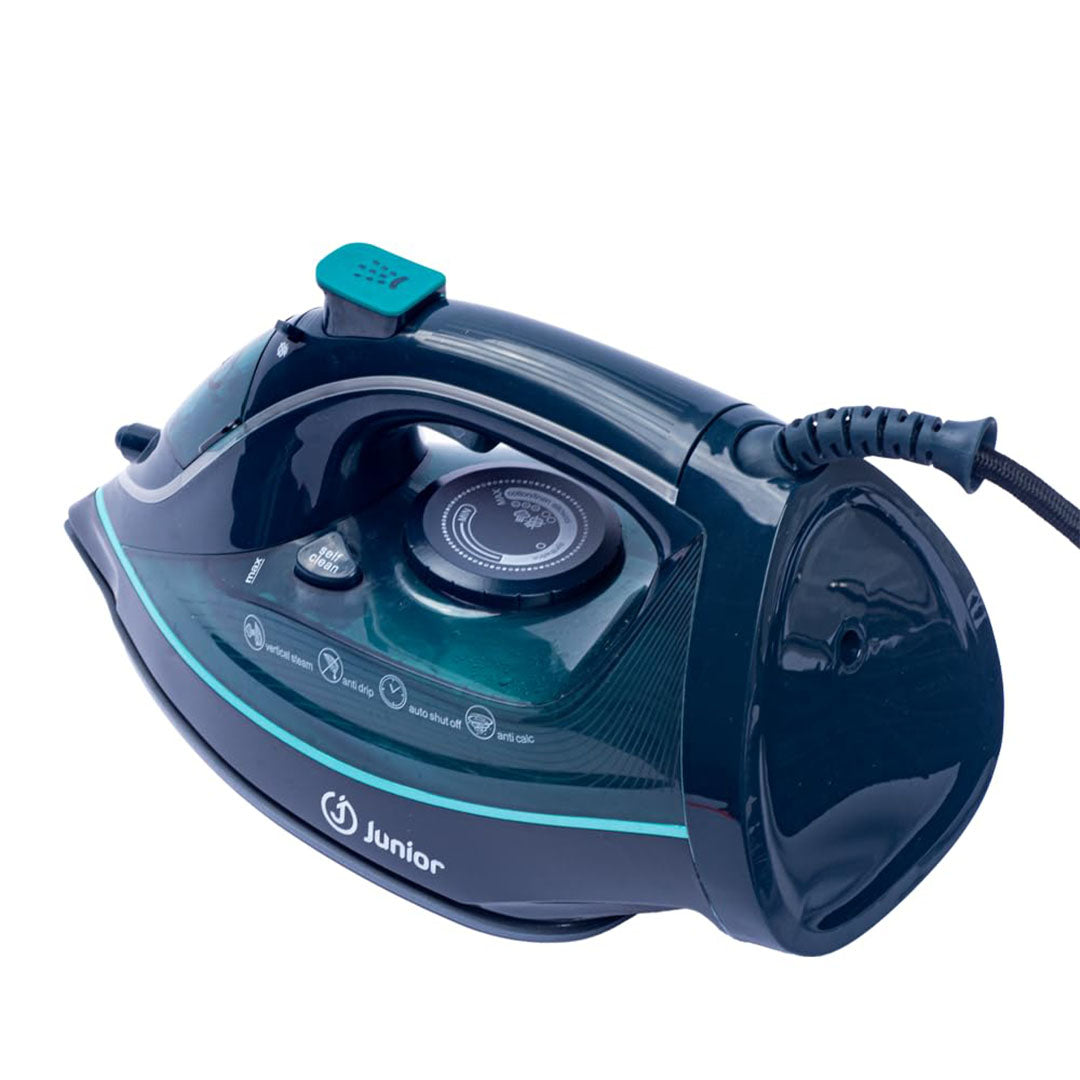 مكواة إزالة التجاعيد الاحترافية للأطفال من جينيريك، بقوة 2400 واط، تعمل بالبخار السريع، بقاعدة سيراميك، لون فيروزي، ذاتية التنظيف.