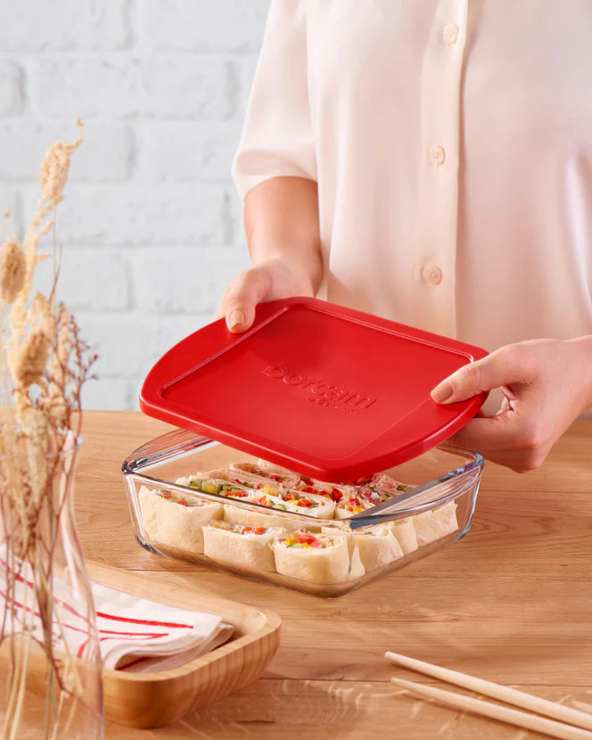 Borcam Bake & Keep Square Oven Dish with Lid - 21x16cm