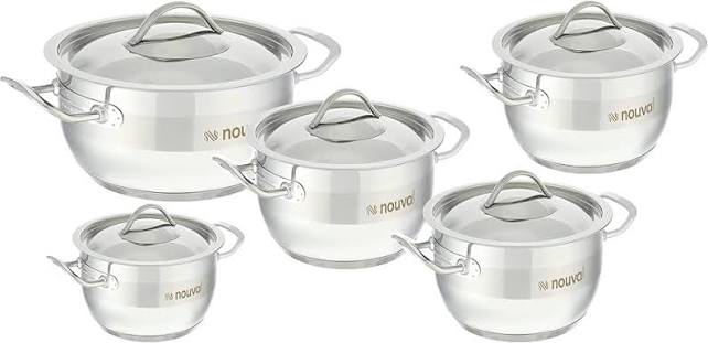 Nouval Stainless Steel Platinum Pot Set 10 Pieces