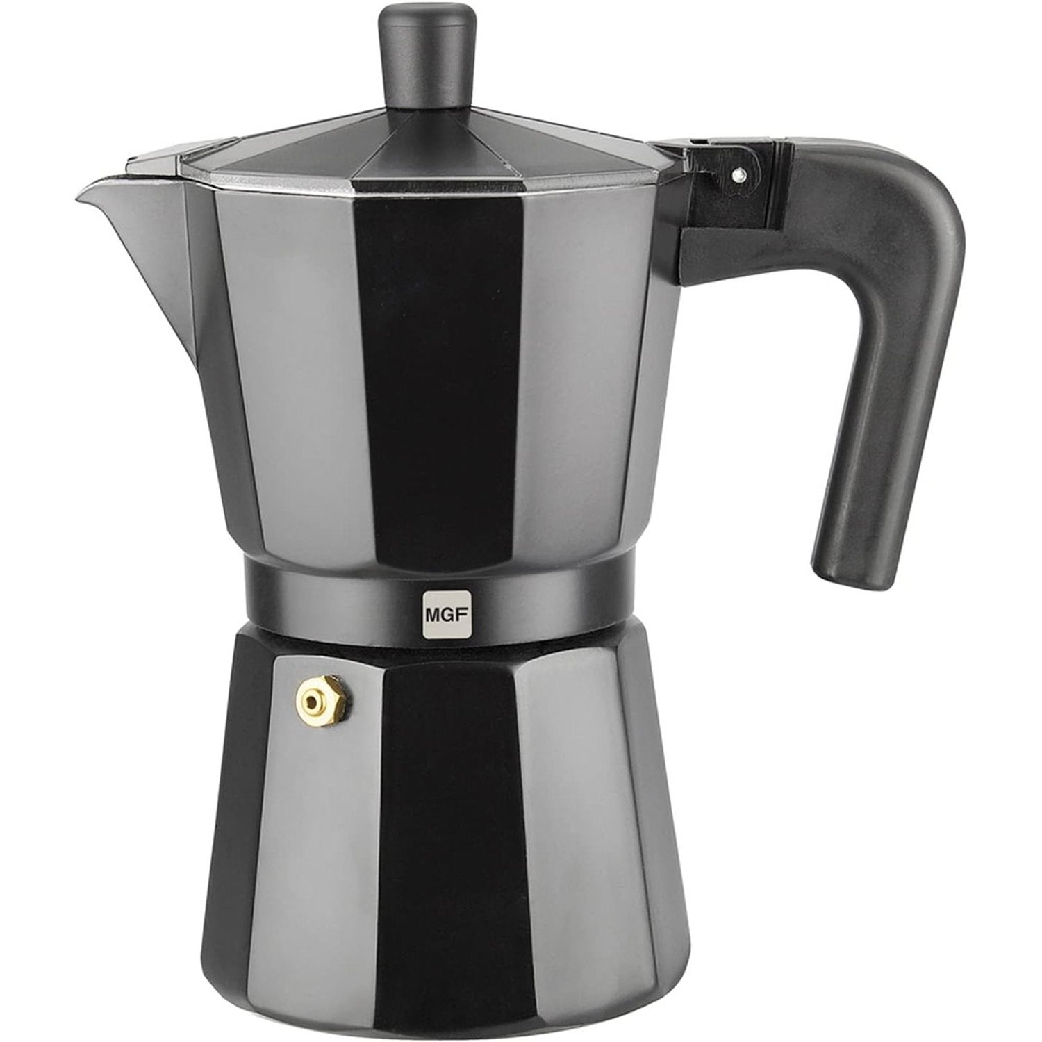 Magefesa 3-Cup Espresso Coffee Maker with Steam, Spanish, Black Aluminum