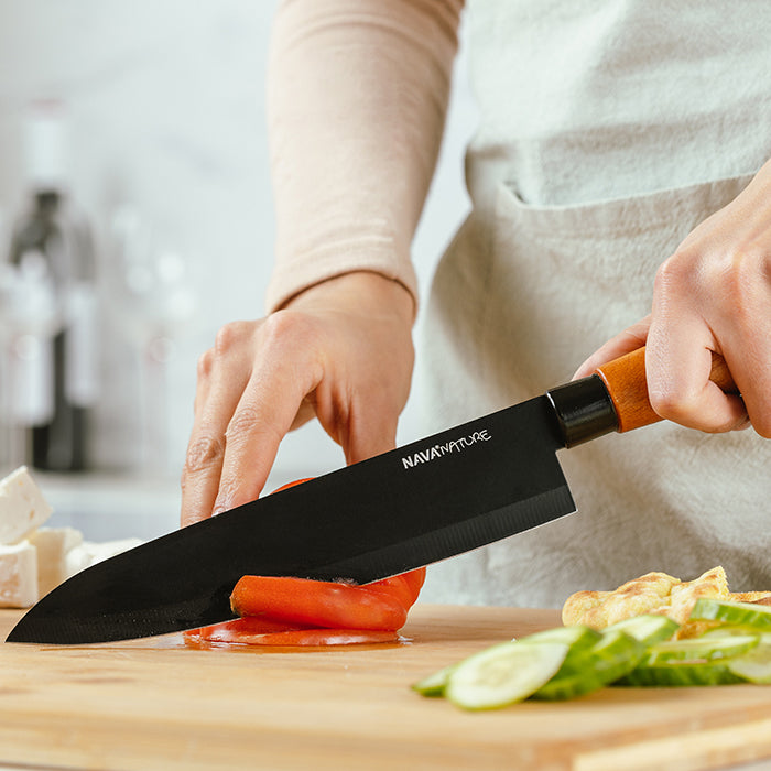 Nature Stainless steel Chef knife "Nature" with wooden handle and nonstick coating 31cm