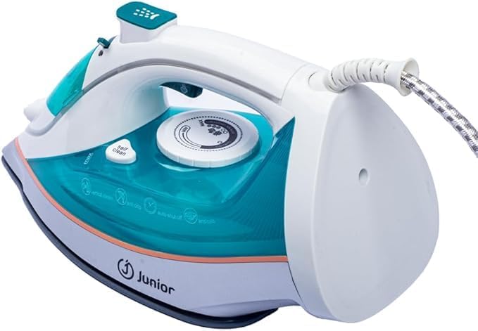 مكواة إزالة التجاعيد الاحترافية للأطفال من جينيريك، بقوة 2600 واط، تعمل بالبخار السريع، بقاعدة سيراميك، لون فيروزي، ذاتية التنظيف.