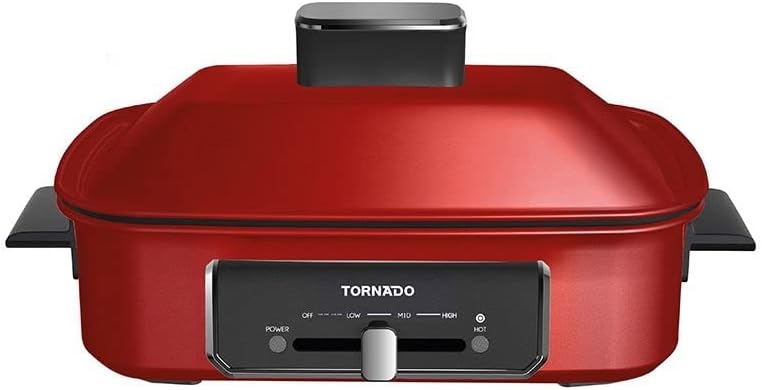 شواية كهربائية تورنيدو متعددة الاستخدام 1400 وات أحمر TMG-370