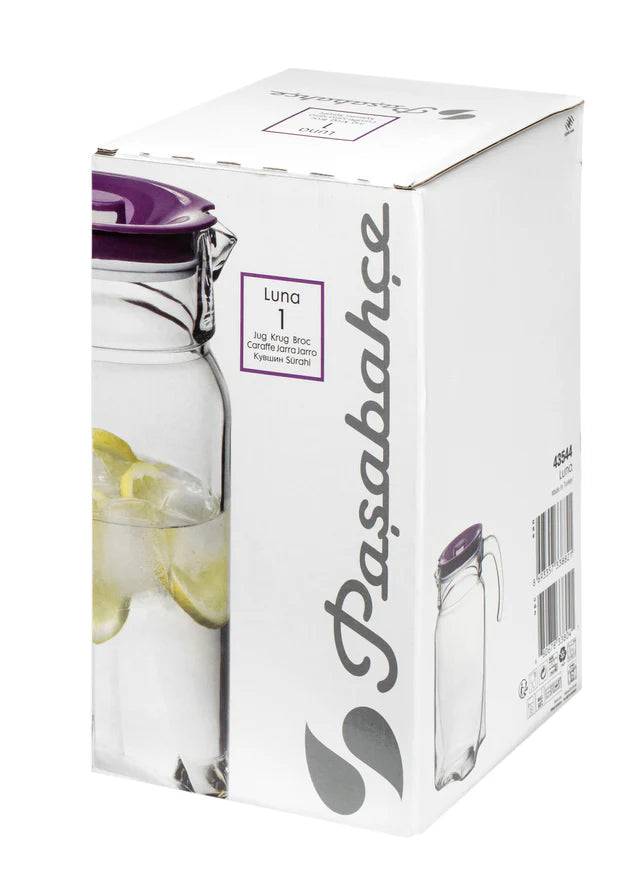 Pasabahce Luna Jug - Purple Lid, 1.75L