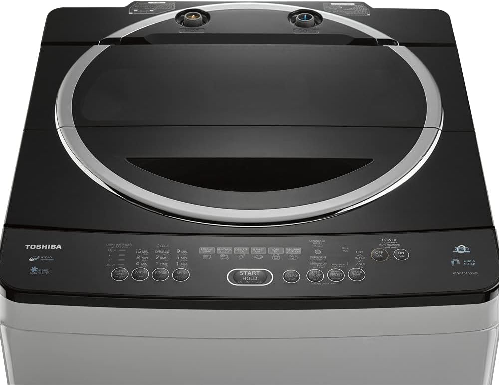 غسالة توشيبا أوتوماتيكية علوية سعة 11 كجم بمضخة، لون أبيض، موديل AEW-E1150SUP