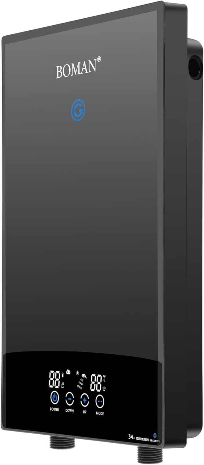 سخان مياه فوري رقمي من بومان، 12 كيلو وات، تصميم عصري، موفر للكهرباء