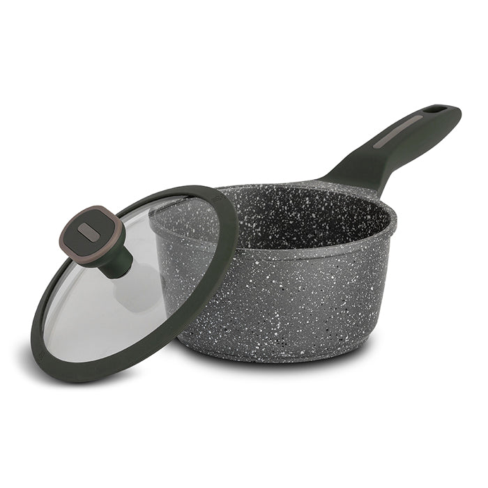 NAVA Die cast aluminum saucepan "Olea" with lid and nonstick stone coating 18cm
