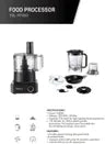 TESLA Food Processor, 2.3 Liter, 1000 Watt, 40 Functions, Black - TSL-FP300