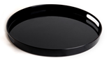 Home 40cm Round Melamine Serving Tray Black