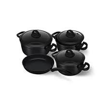 طقم أدوات خبز كوكين 7 قطع (وعاء 20-24-22) + مقلاة 24 بوصة سوداء