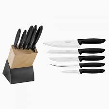 tramontina Plenus 6-piece knife block, black handle Made in Egypt