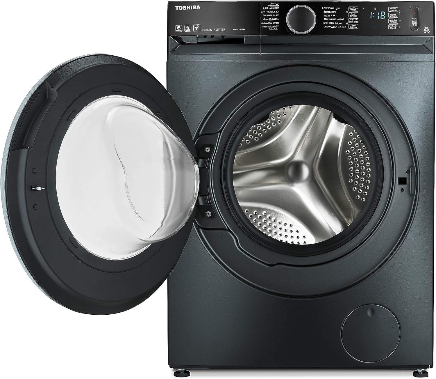 غسالة ملابس اوتوماتيك توشيبا تحمل امامي، 9 كجم، TwBk100Gf4EgMk