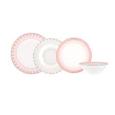 Karaca Pier Porcelain 24 Piece Dinnerware Set for 6 People(6 Serving Plates (27 cm)+6 Deep Plates (20 cm)+6 Cake Plates (20 cm)+6 Bowls (14 cm)Made in turkia