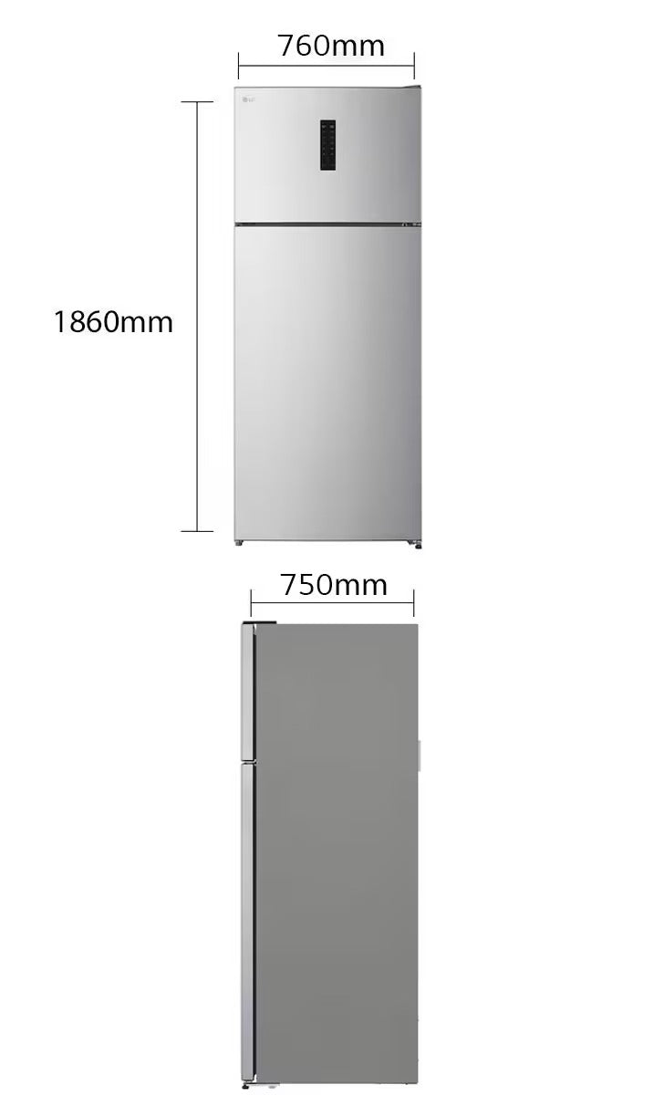 LG LG NoFrost Top Freezer Refrigerator , 523 Liter Inverter Motor , Silver - GTF522PVAN