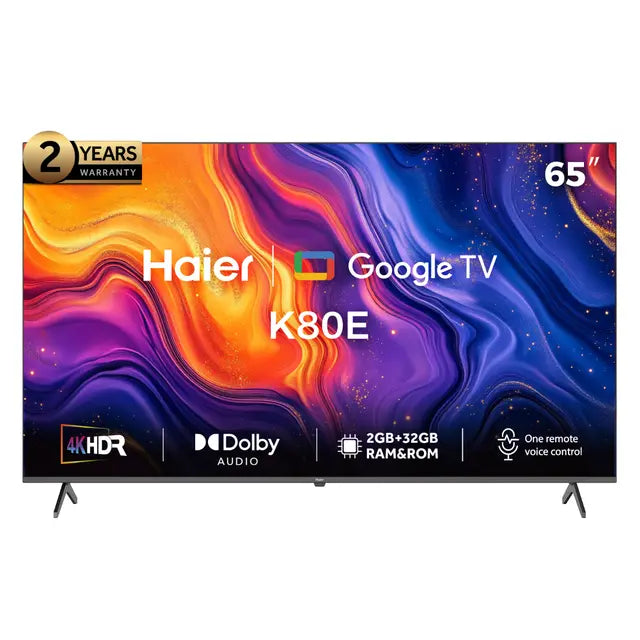 Haier 65 Inch 4K UHD LED Smart TV with Built-In Receiver - H65K80EU
