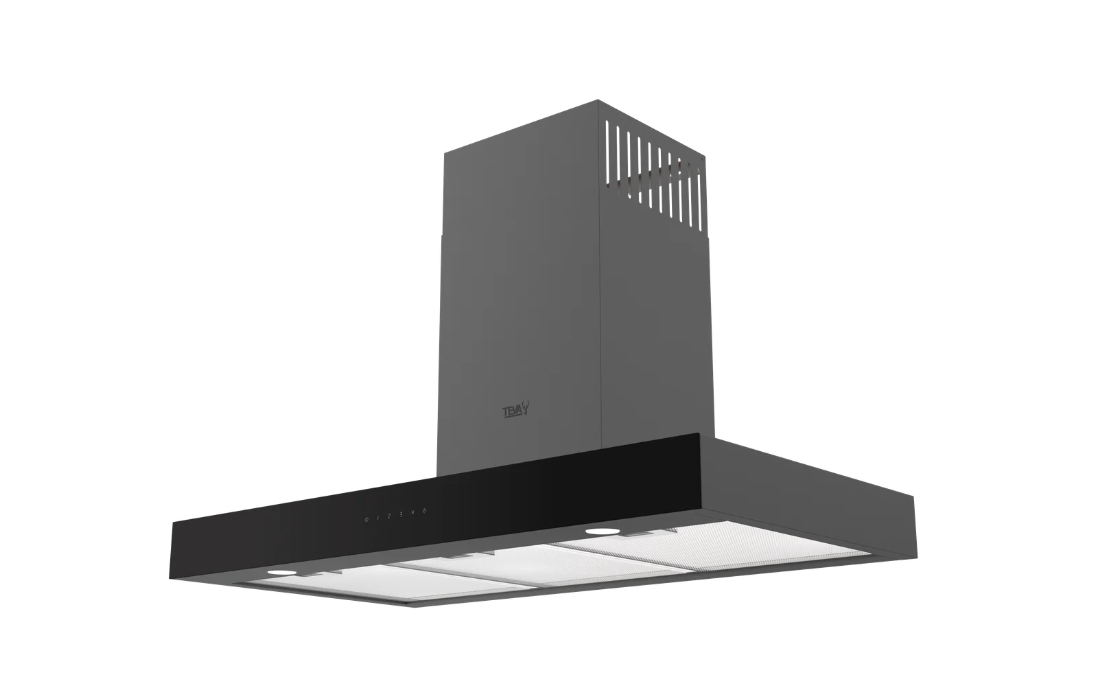 شفاط تيفا على شكل حرف T أسود، 90 سم، قوة شفط 800 متر مكعب، T90-DOK-850-BLACK