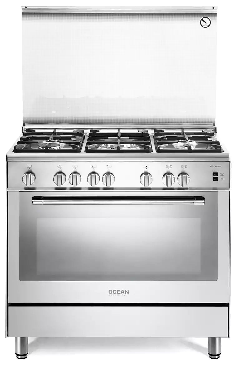 طباخ أوشن، 90 × 60 سم، 5 شعلات، ستانلس ستيل، DKC90X5VIPROF