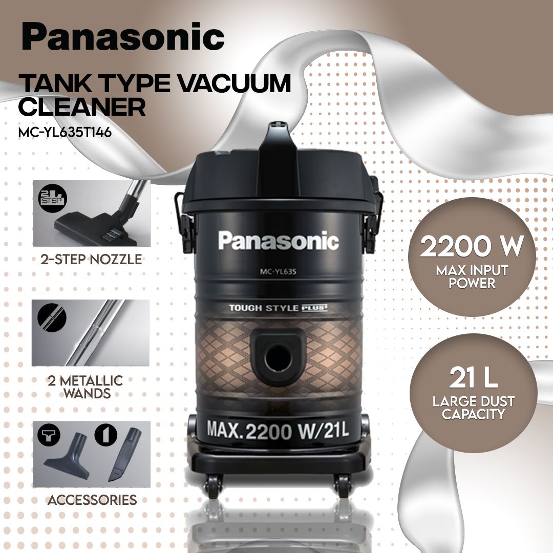 Panasonic Tough Style Plus+ 21L 2200W Drum Vacuum Cleaner - MC-YL635