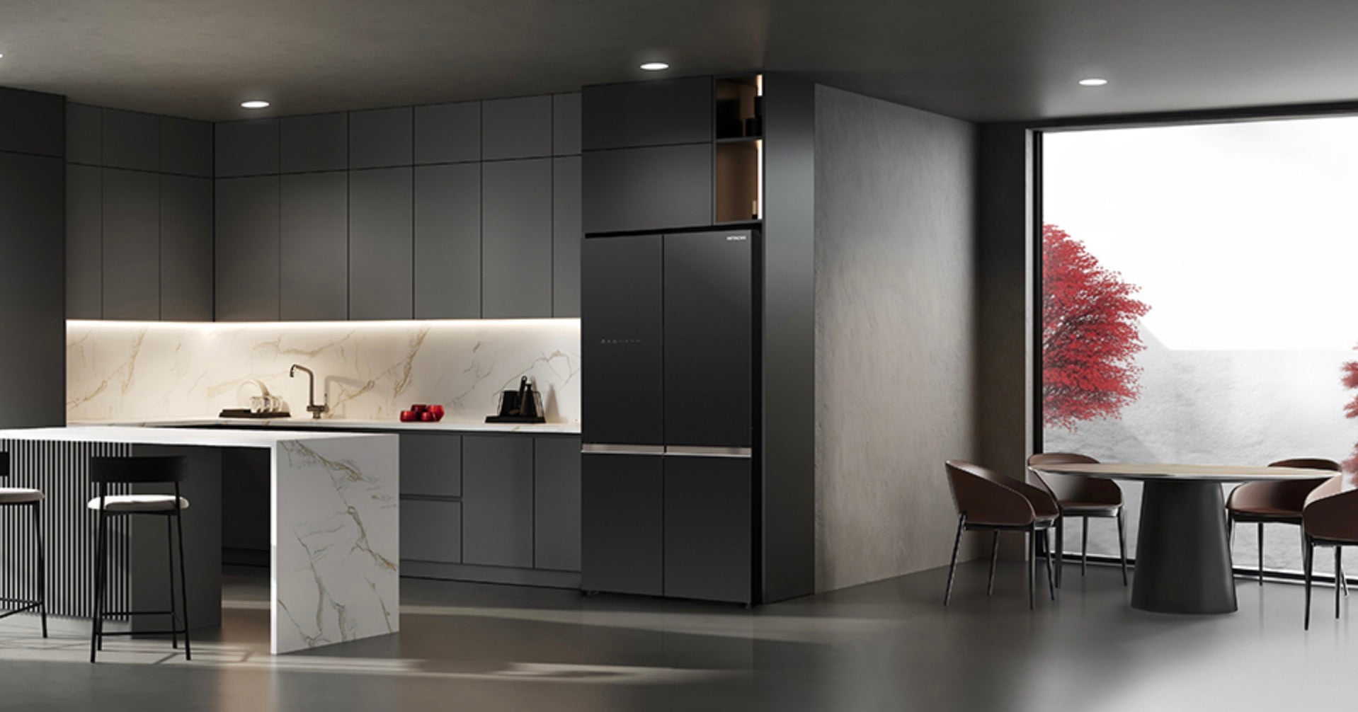 Hitachi 720 L 4-Door Refrigerator with Vacuum Compartment and Auto Ice Maker - RWB720VUKOGBK