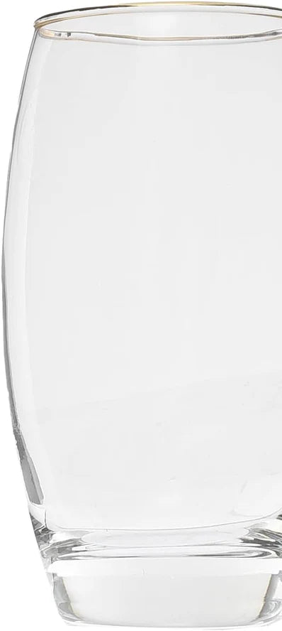 Pasabahce Barrel Highball Glass - Gold Rim, 500 ml