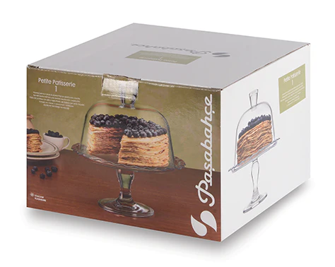 Pasabahce Petite Patisserie Footed Serving Platter with Dome - 26.4cm