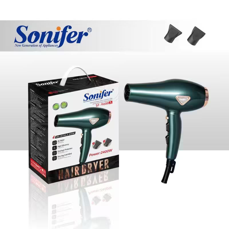 مجفف الشعر Sonifer SF – 9688A: 2400 واط، هواء بارد بضغطة زر