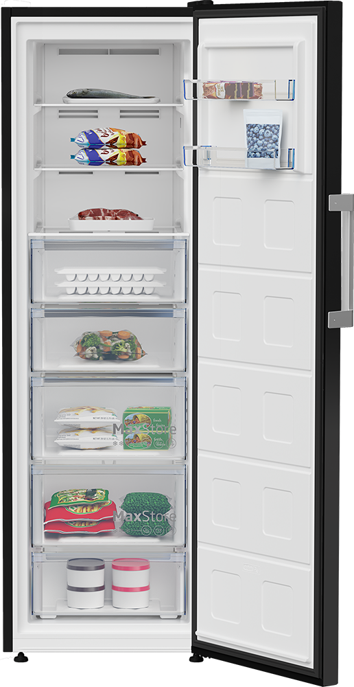 Beko No Frost Upright Freezer , 8 Drawers , Digital Display , Black , B3RFNE314ZXPEB1