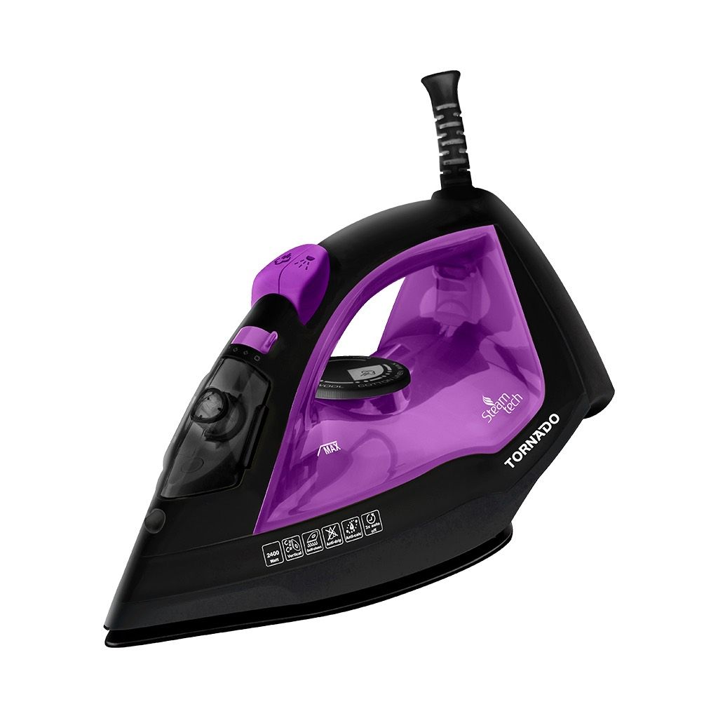 TORNADO Steam Iron 2400 Watt Ceramic Soleplate Rose - Violet TST-2400NC