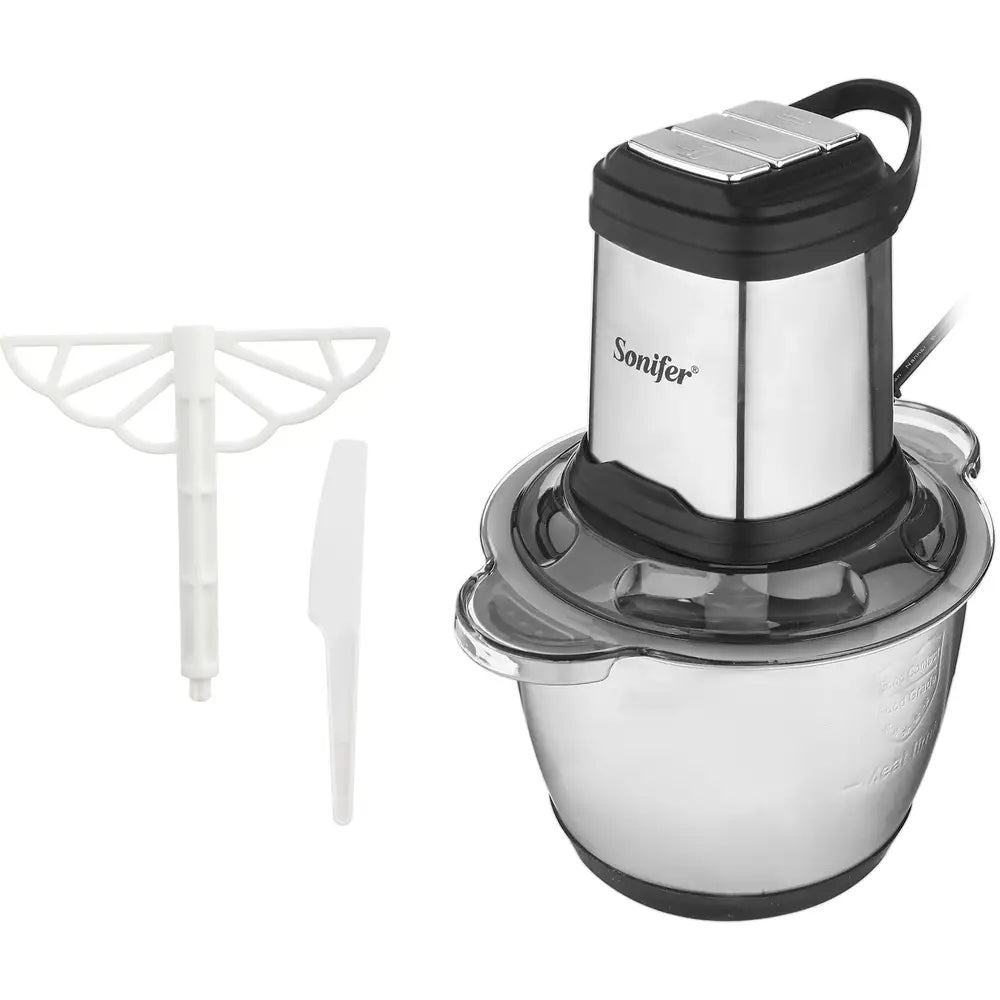Sonifer SF-8117 Stainless Steel Electric Chopper, 3 Liter, 500 Watt - Silver Black