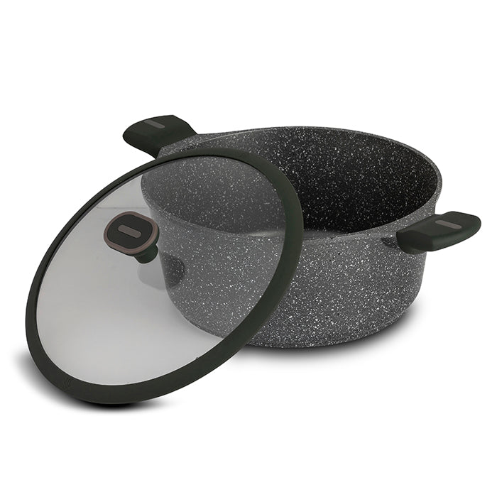 NAVA Die cast aluminum casserole "Olea" with lid and nonstick stone coating 20cm Made in Greece