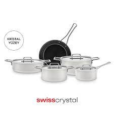 153.09.01.3611 - Karaja Swiss Crystal 9-Piece Cookware Set, Creamy, MASTERMAID