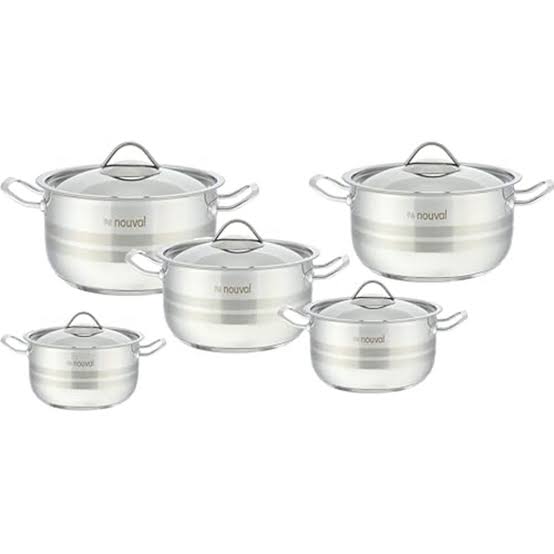 Nouval Stainless Steel Lines Pot Set  10 Pieces