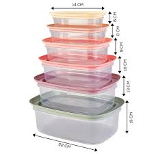 153.03.06.1286 - Karaca Refrigerator Container Set, 6 Pieces, Plastic, Lid, Colors, Sizes, VICKS LIGHT