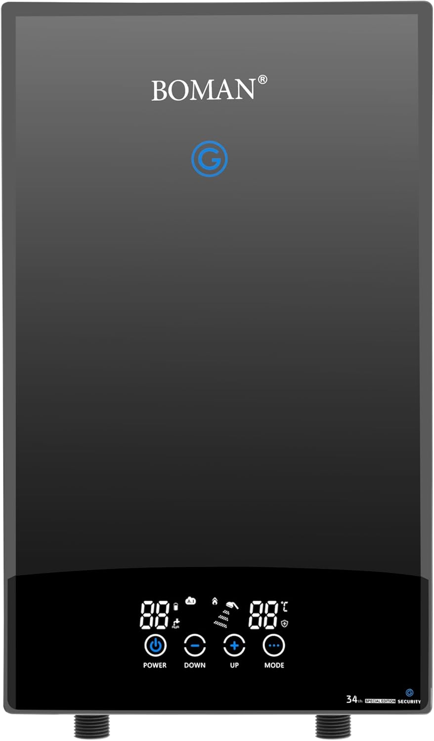 سخان مياه فوري رقمي من بومان، 12 كيلو وات، تصميم عصري، موفر للكهرباء