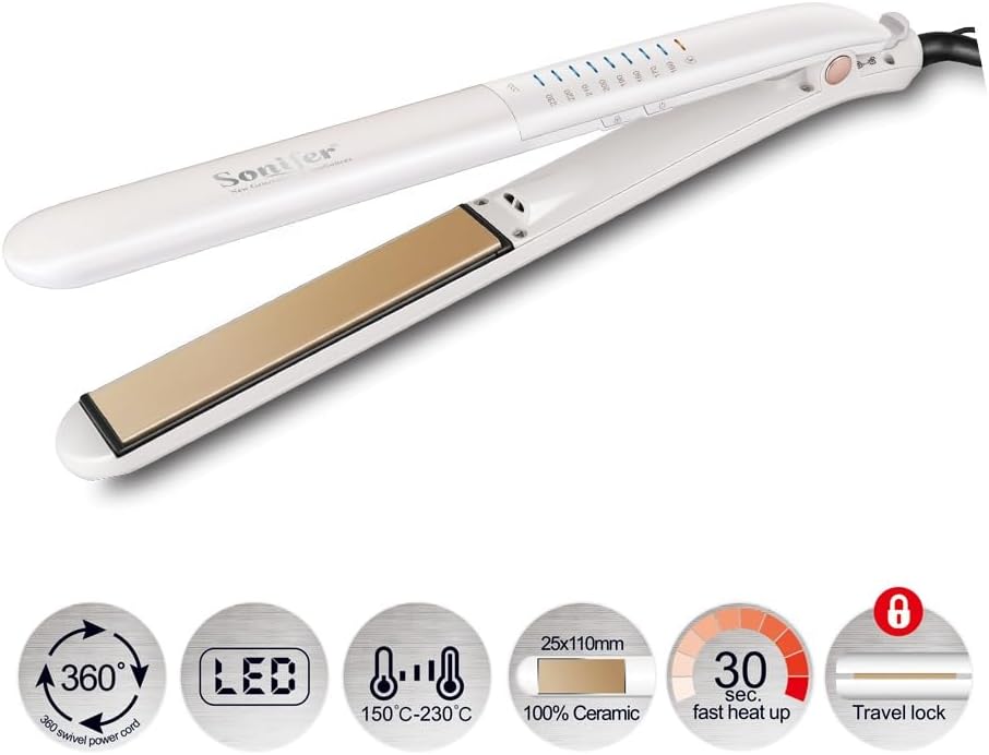 Sonifer Electric Hair Straightener, LED Display, 60 Watt, SF-9501 - Black