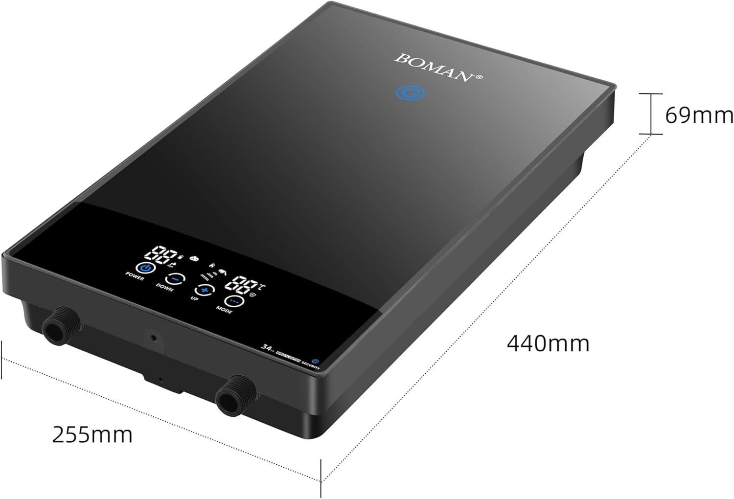 سخان مياه فوري رقمي بقدرة 12 كيلو وات بتصميم عصري موفر للكهرباء من بومان
