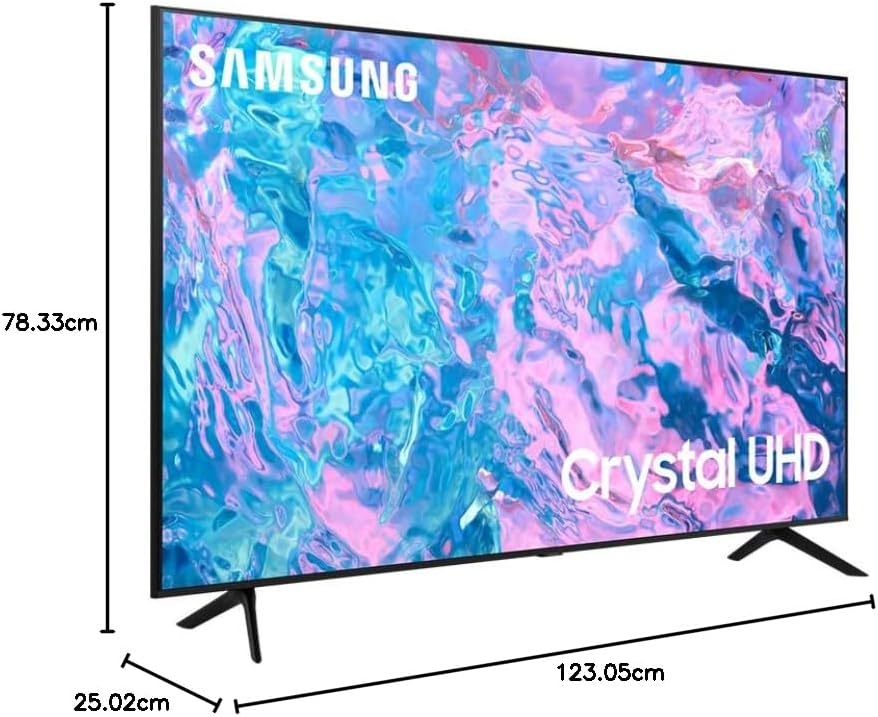 تلفزيون سامسونج الذكي LED بدقة 4K UHD مقاس 55 بوصة مع جهاز استقبال مدمج وجهاز تحكم عن بعد - أسود - UA55CU7000UXEG [موديل 2023]