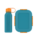 مجموعة صندوق غداء 1.6 + زجاجة 650 مل، فيروزي/برتقالي