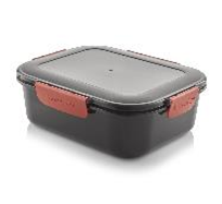 Black Lunch Box with Red Clips 2.3L