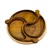 Wooden snack plate, 3 pieces Made in Egypt