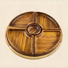 5-piece wooden snack plate, rounded Made in Egypt