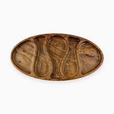Oval wooden serving tray, 5 compartments Made in Egypt