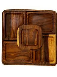 5-piece wooden snack set, square Made in Egypt