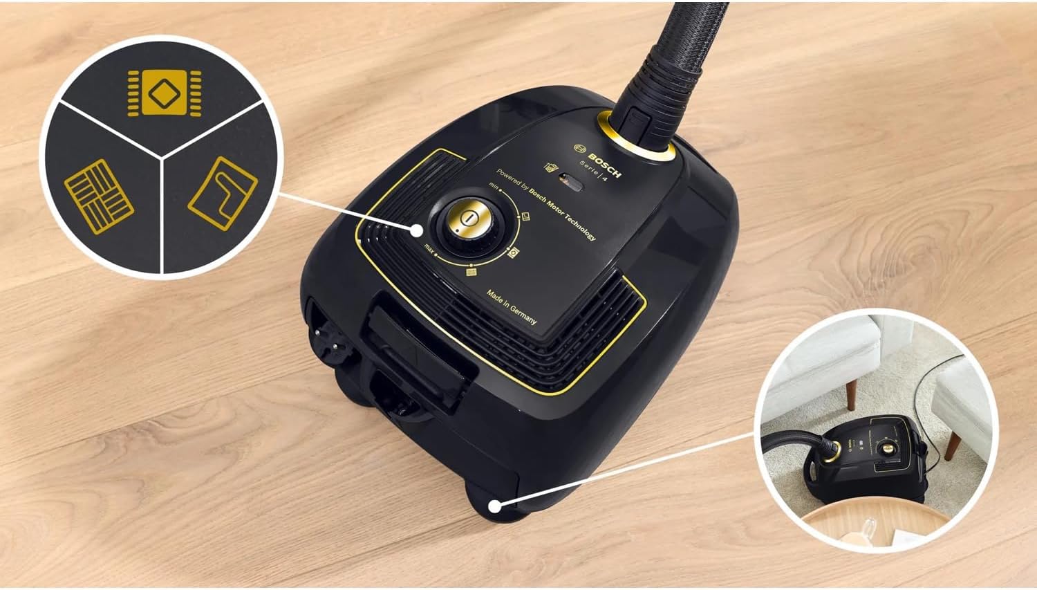 Bosch Series 4 | Bagged Canister 2000 Watt Vacuum Cleaner - BGL38GOLD