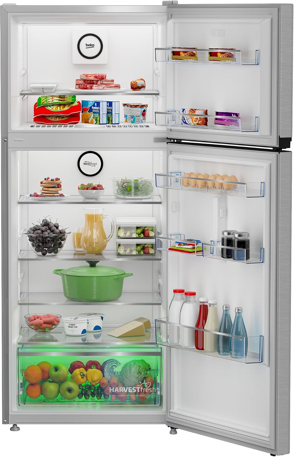 ثلاجة بيكو 400 لتر بفريزر علوي بتقنية العاكس الرقمي - RDNE420K02DXIDTEG