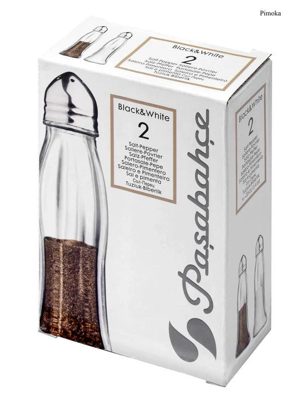 Pasabahce Black & White Salt & Pepper Shakers - 35ml