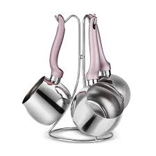 Karaca Fleva 3-Piece Coffee Pot Set Rose (Small Size: 3 Cups - Medium Size: 4 cups - Large Size: 5 Cups )Made in turkia