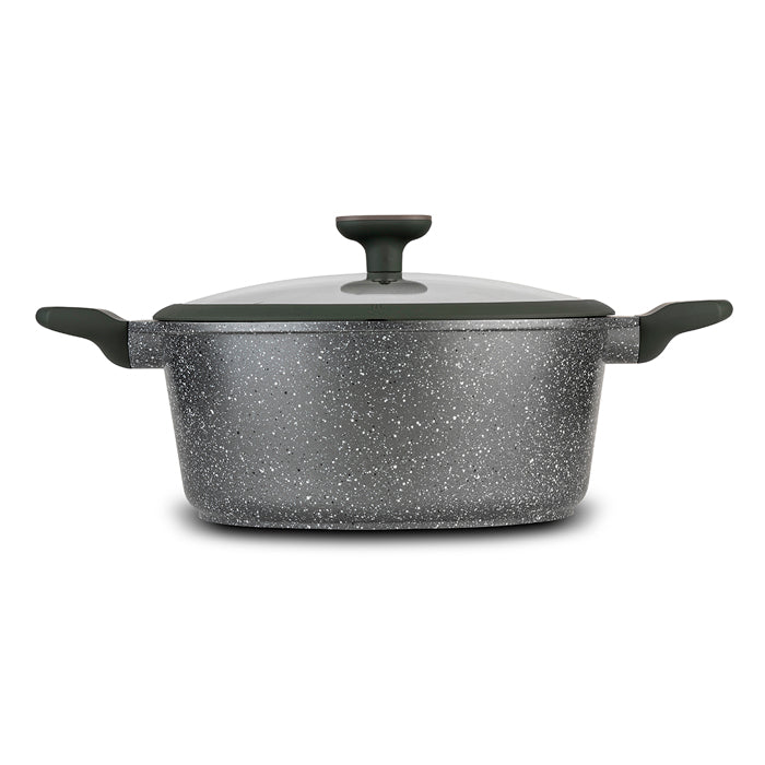 NAVA Die cast aluminum casserole "Olea" with lid and nonstick stone coating 20cm Made in Greece