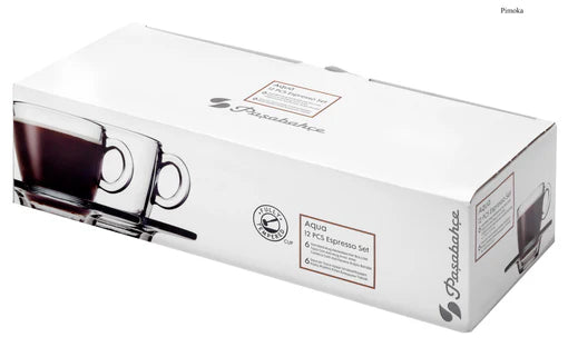 Pasabahce Aqua Espresso Cup & Saucer Set - 6 pieces, 72ml