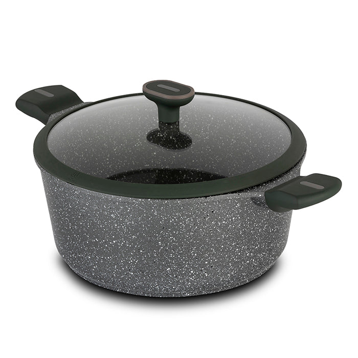 NAVA Die cast aluminum casserole "Olea" with lid and nonstick stone coating 20cm Made in Greece